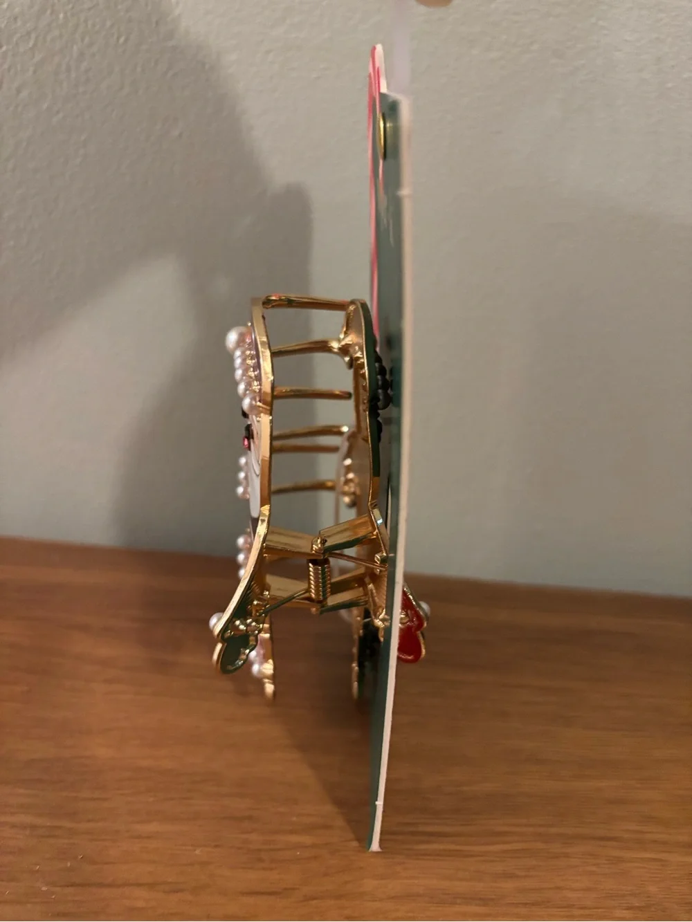 Piper K Santa Claus metal claw hair clip with pearl embellishments New